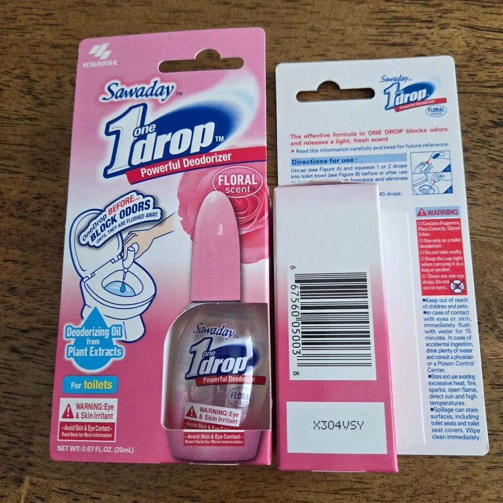Lot of 2 One-Drop Powerful Toilet Odor Eliminator Floral Scent 0.67 fl oz - NIB